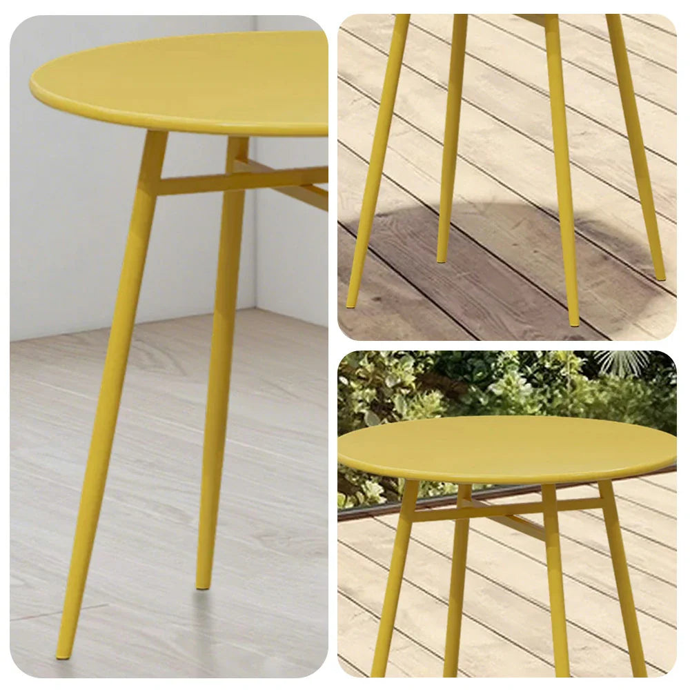 SOLARA Outdoor Sizes - Dining - Iron Wrought 60/70/80cm in Round Table Construction, Available Yellow
