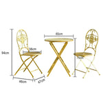 SOLARA 3-Piece Table - 2 Chairs Set, 1 Outdoor Dining Foldable Gold