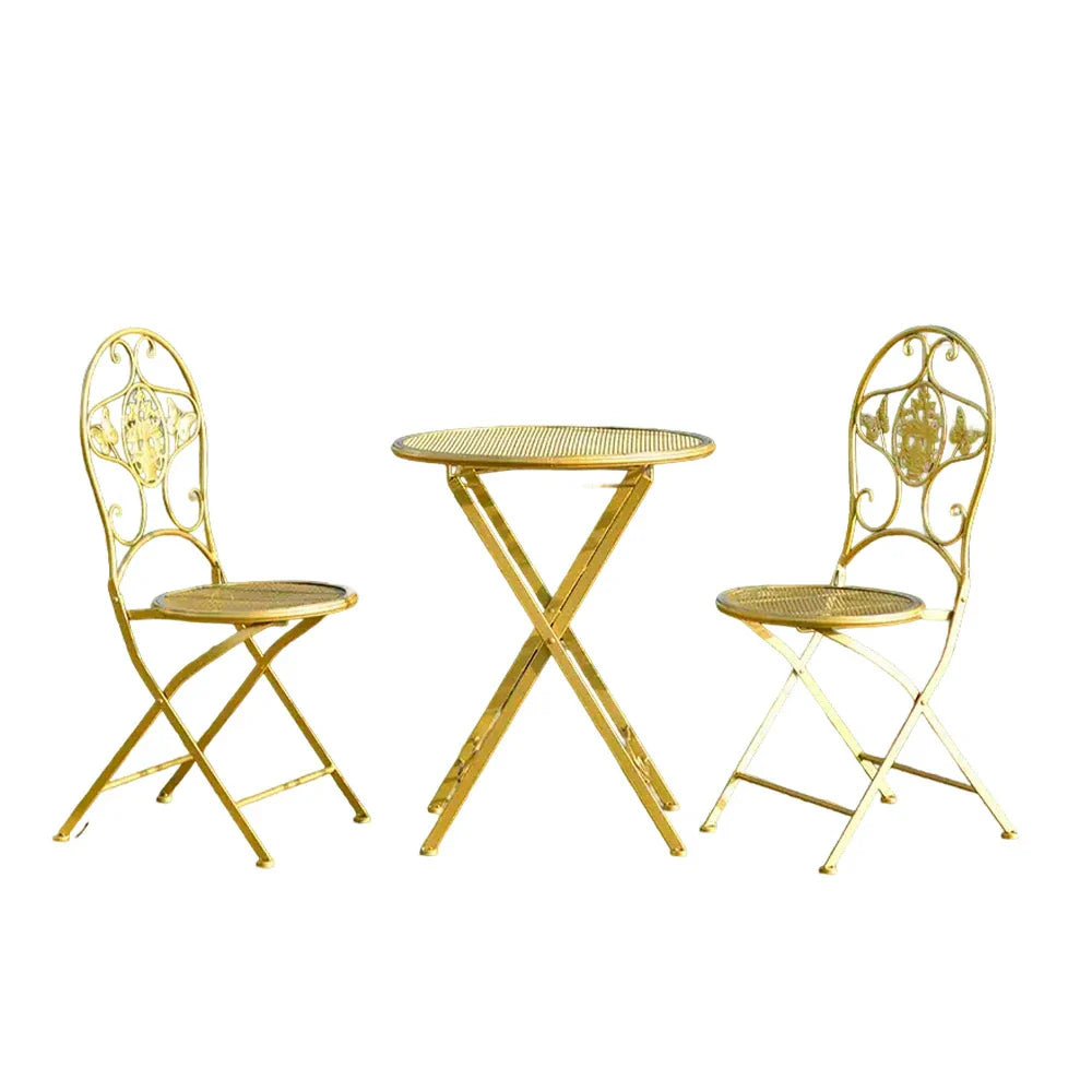 SOLARA 3-Piece Table - 2 Chairs Set, 1 Outdoor Dining Foldable Gold