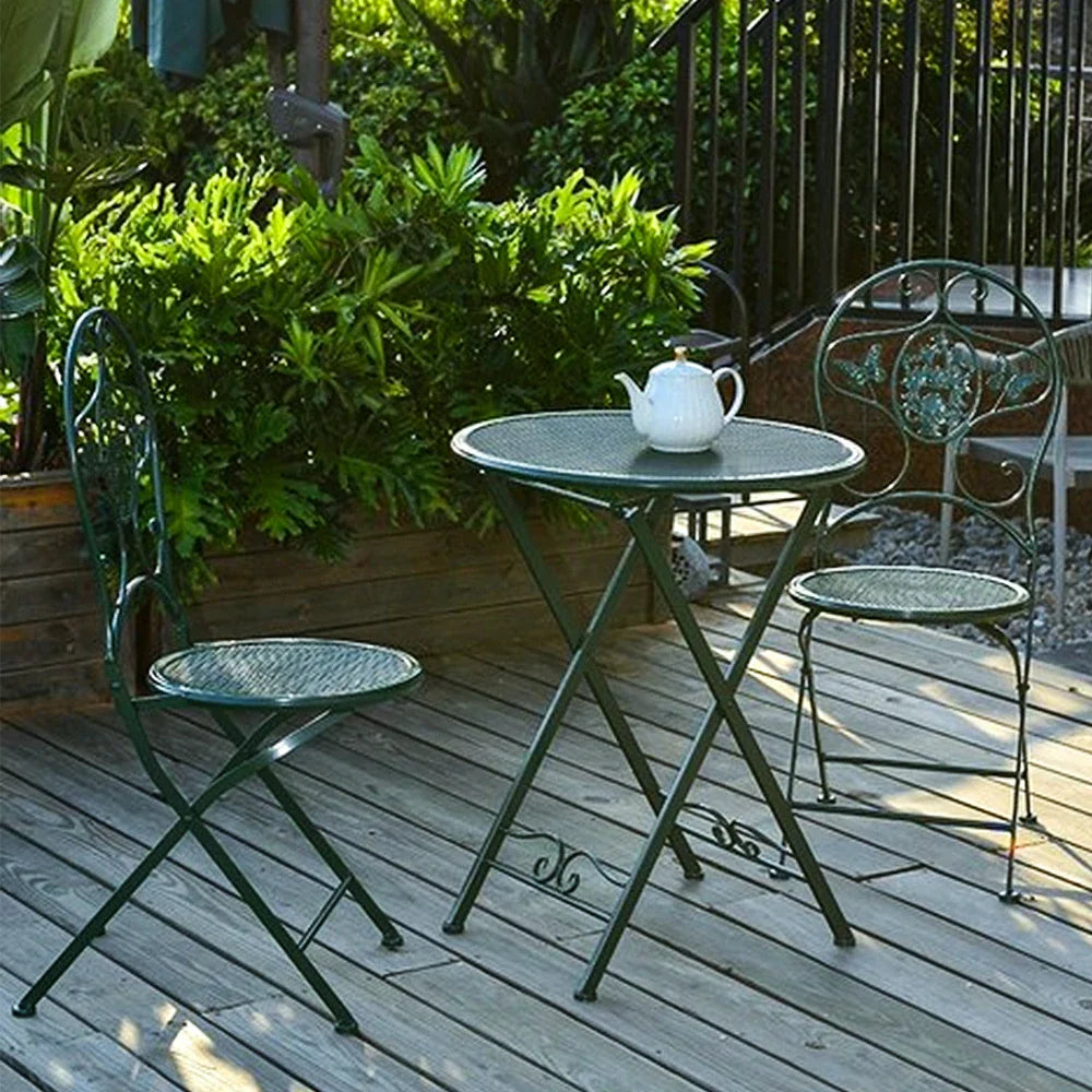 SOLARA 3-Piece Army - 1 Foldable Chairs 2 Table Outdoor Set, Dining Green