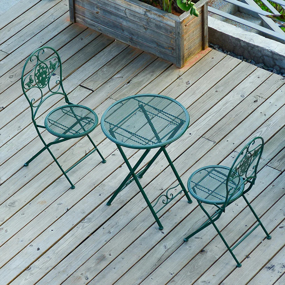 SOLARA 3-Piece Army - 1 Foldable Chairs 2 Table Outdoor Set, Dining Green