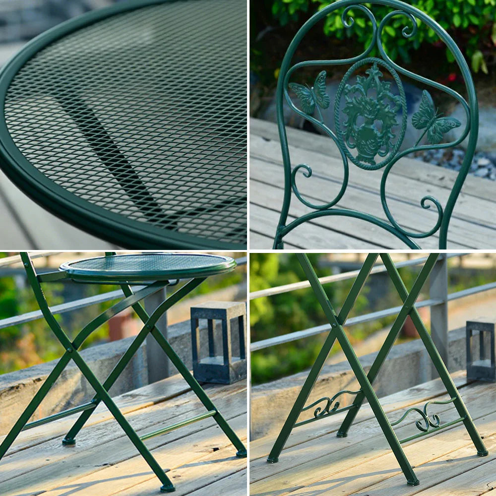 SOLARA 3-Piece Army - 1 Foldable Chairs 2 Table Outdoor Set, Dining Green