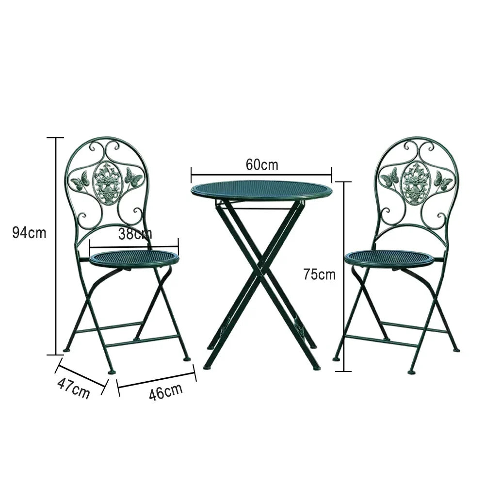 SOLARA 3-Piece Army - 1 Foldable Chairs 2 Table Outdoor Set, Dining Green