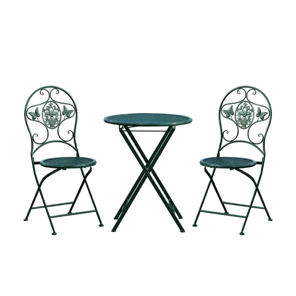 SOLARA 3-Piece Army - 1 Foldable Chairs 2 Table Outdoor Set, Dining Green
