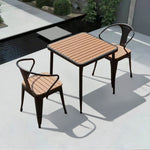 SOLARA 3-Piece Chairs Outdoor Frame, 1 Plastic + Dining 2 Iron Black Set, - Wrought Table Wood