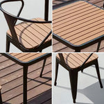 SOLARA 3-Piece Chairs Outdoor Frame, 1 Plastic + Dining 2 Iron Black Set, - Wrought Table Wood