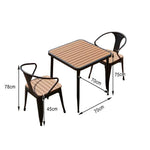 SOLARA 3-Piece Chairs Outdoor Frame, 1 Plastic + Dining 2 Iron Black Set, - Wrought Table Wood