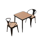 SOLARA 3-Piece Chairs Outdoor Frame, 1 Plastic + Dining 2 Iron Black Set, - Wrought Table Wood