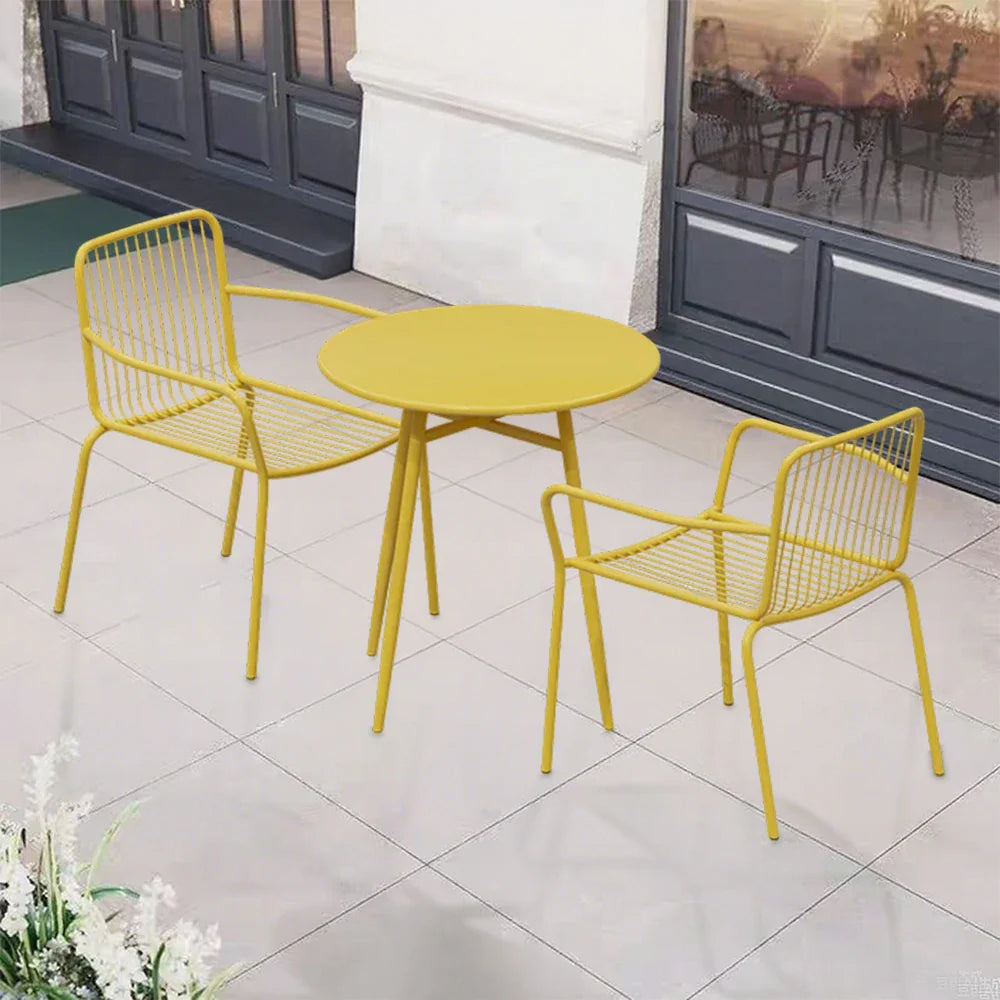 SOLARA 3-Piece or Table Chairs, for Patio - Weather-Resistant Wrought Outdoor 2 Set Iron 1 Construction, Dining Durable Garden