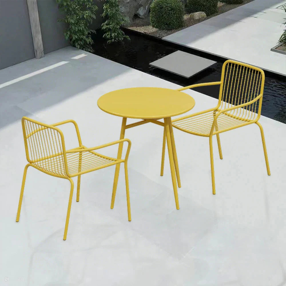 SOLARA 3-Piece or Table Chairs, for Patio - Weather-Resistant Wrought Outdoor 2 Set Iron 1 Construction, Dining Durable Garden