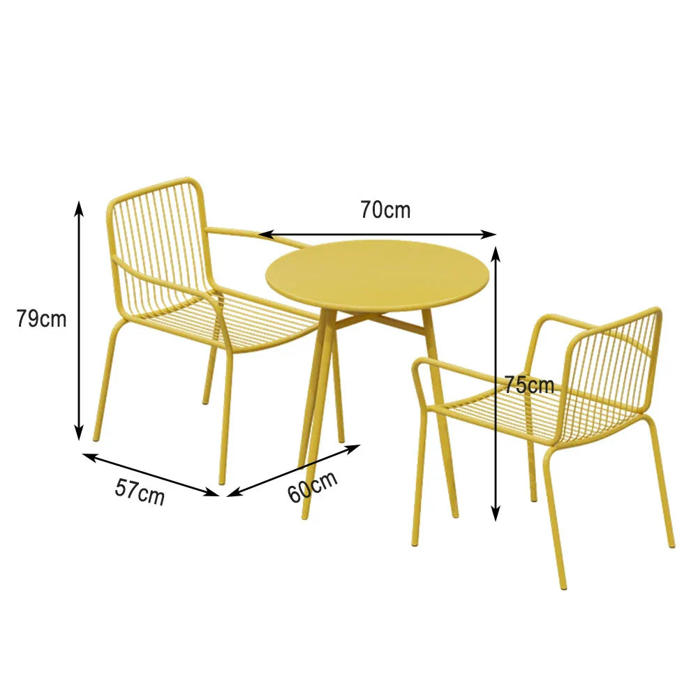 SOLARA 3-Piece or Table Chairs, for Patio - Weather-Resistant Wrought Outdoor 2 Set Iron 1 Construction, Dining Durable Garden