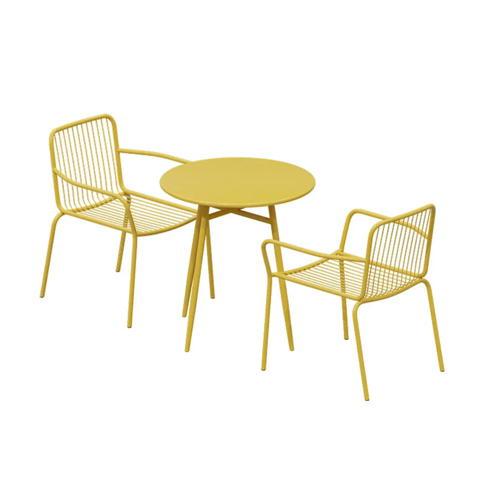 SOLARA 3-Piece or Table Chairs, for Patio - Weather-Resistant Wrought Outdoor 2 Set Iron 1 Construction, Dining Durable Garden