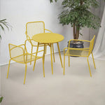 SOLARA 4-Piece - Set Chairs, Patio Durable Outdoor 3 Weather-Resistant Wrought for Iron, Table Dining 1 or Yellow Garden