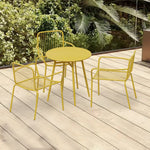 SOLARA 4-Piece - Set Chairs, Patio Durable Outdoor 3 Weather-Resistant Wrought for Iron, Table Dining 1 or Yellow Garden