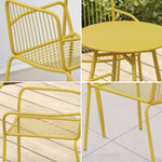 SOLARA 4-Piece - Set Chairs, Patio Durable Outdoor 3 Weather-Resistant Wrought for Iron, Table Dining 1 or Yellow Garden