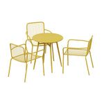 SOLARA 4-Piece - Set Chairs, Patio Durable Outdoor 3 Weather-Resistant Wrought for Iron, Table Dining 1 or Yellow Garden