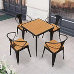 SOLARA 5-Piece Iron 1 Black +4 Outdoor Dining - Wrought Plastic Frame, Table Set, Chairs Wood