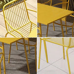 SOLARA 5-Piece Weather-Resistant Chairs, 1 - 4 Table (120/140cm) for Wrought Set Outdoor Iron, Rectangular Yellow Dining Patio