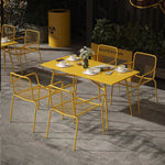 SOLARA 5-Piece Weather-Resistant Chairs, 1 - 4 Table (120/140cm) for Wrought Set Outdoor Iron, Rectangular Yellow Dining Patio