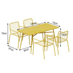 SOLARA 5-Piece Weather-Resistant Chairs, 1 - 4 Table (120/140cm) for Wrought Set Outdoor Iron, Rectangular Yellow Dining Patio