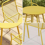 SOLARA 5-Piece Table Wrought Round Patio Chairs, for Construction, Iron Outdoor Dining or 4 1 Set - Weather-Resistant Garden