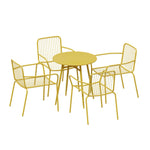 SOLARA 5-Piece Table Wrought Round Patio Chairs, for Construction, Iron Outdoor Dining or 4 1 Set - Weather-Resistant Garden