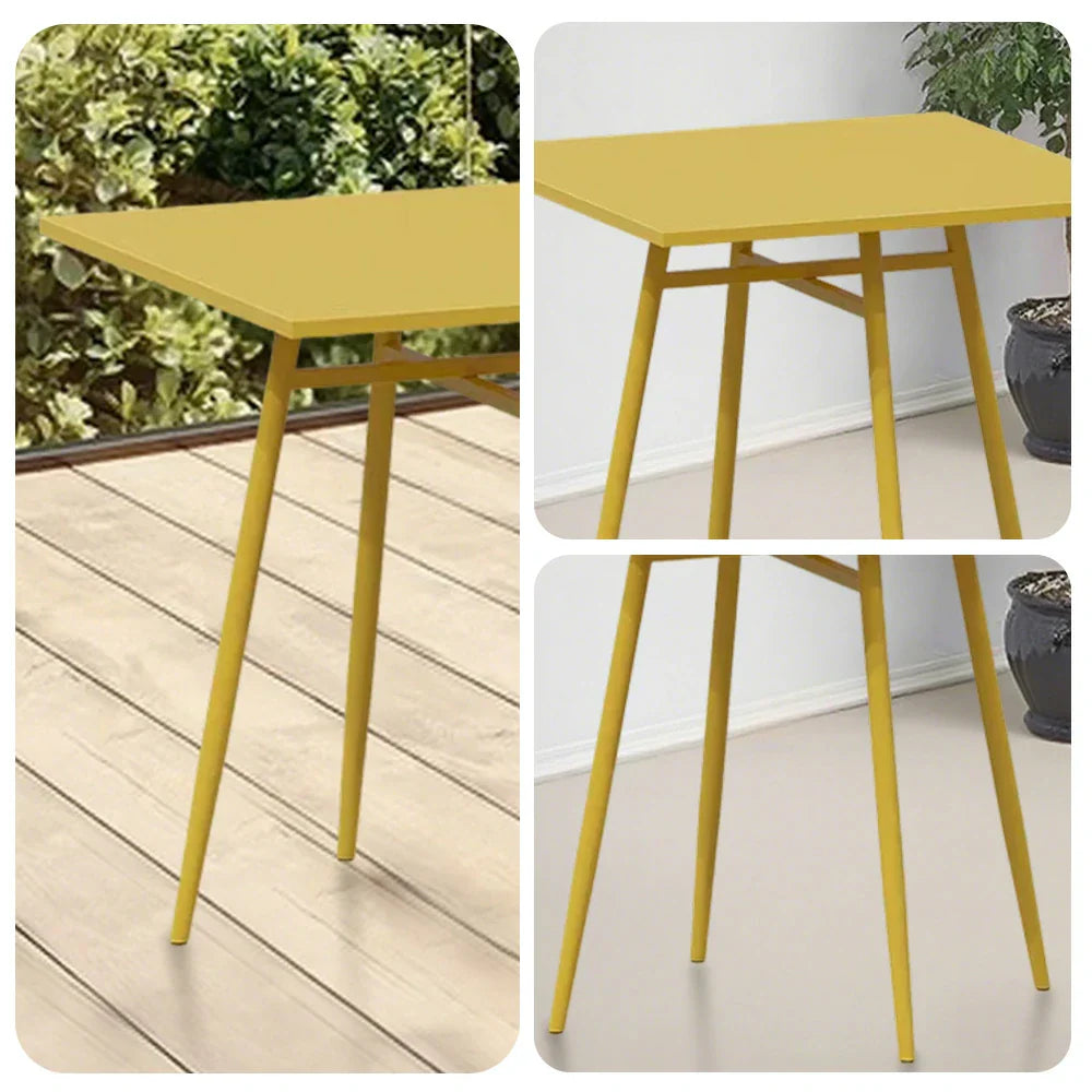 SOLARA Outdoor Frame, Wrought for - Dining or Weather-Resistant Sizes, Table Patio Iron 60/70/80cm Yellow Durable Square Garden
