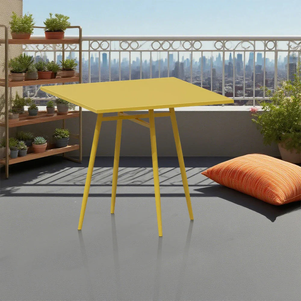 SOLARA Outdoor Frame, Wrought for - Dining or Weather-Resistant Sizes, Table Patio Iron 60/70/80cm Yellow Durable Square Garden