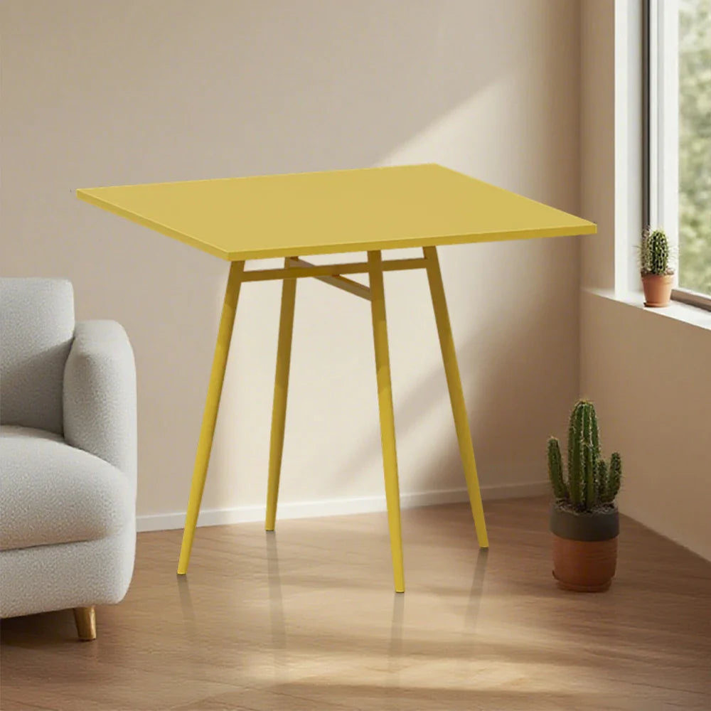 SOLARA Outdoor Frame, Wrought for - Dining or Weather-Resistant Sizes, Table Patio Iron 60/70/80cm Yellow Durable Square Garden