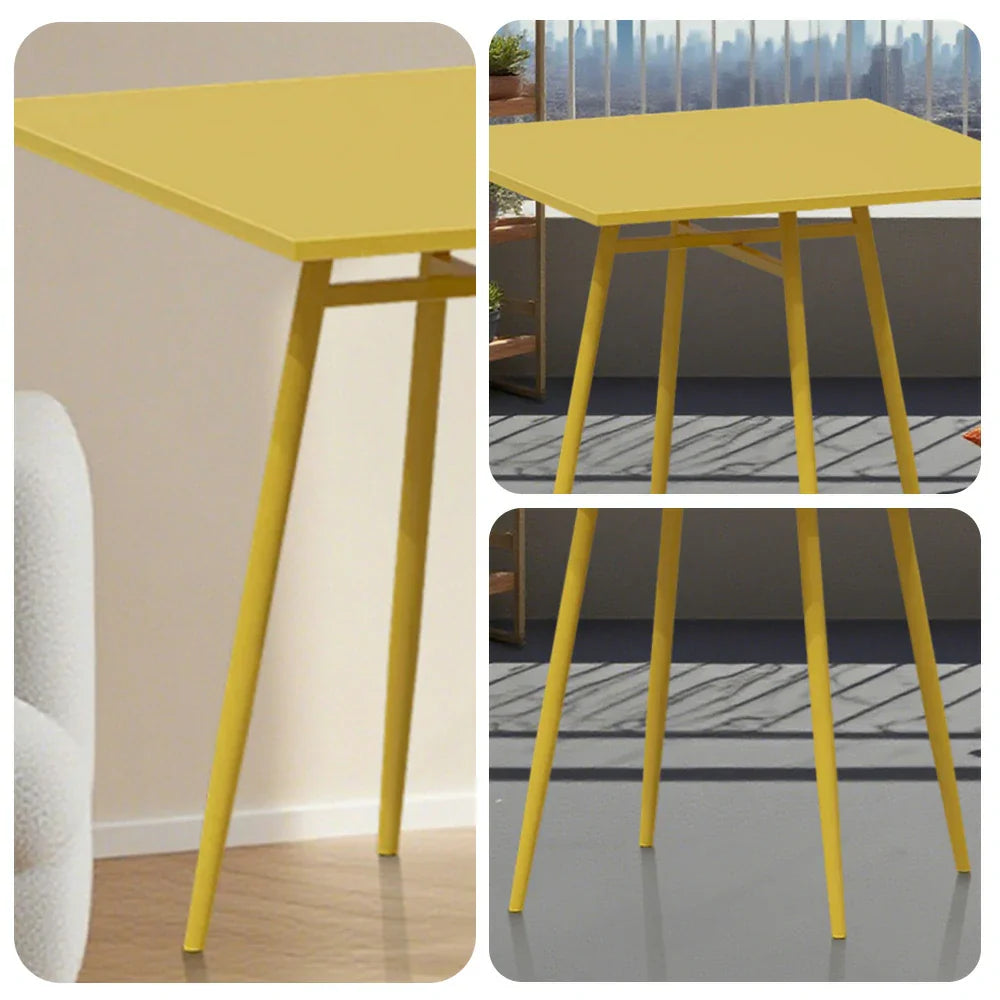 SOLARA Outdoor Frame, Wrought for - Dining or Weather-Resistant Sizes, Table Patio Iron 60/70/80cm Yellow Durable Square Garden