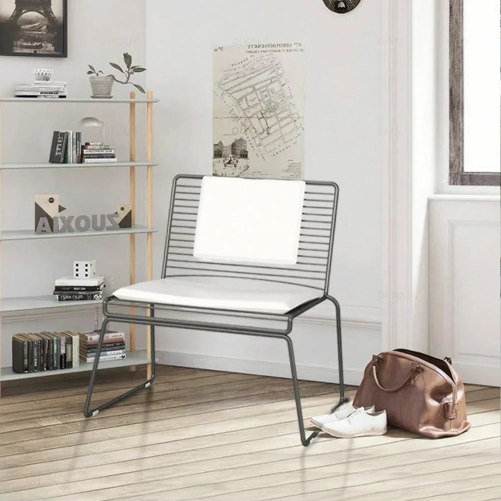 SOLARA Iron Metal Frame - Cushion with - Lounge Chair and Minimalist Back Seat Black