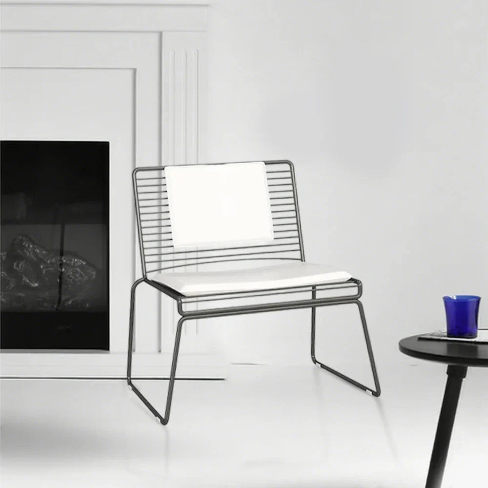 SOLARA Iron Metal Frame - Cushion with - Lounge Chair and Minimalist Back Seat Black