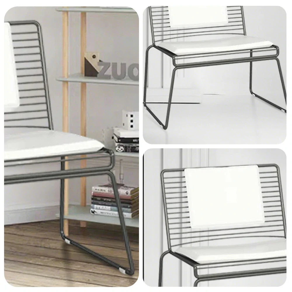 SOLARA Iron Metal Frame - Cushion with - Lounge Chair and Minimalist Back Seat Black