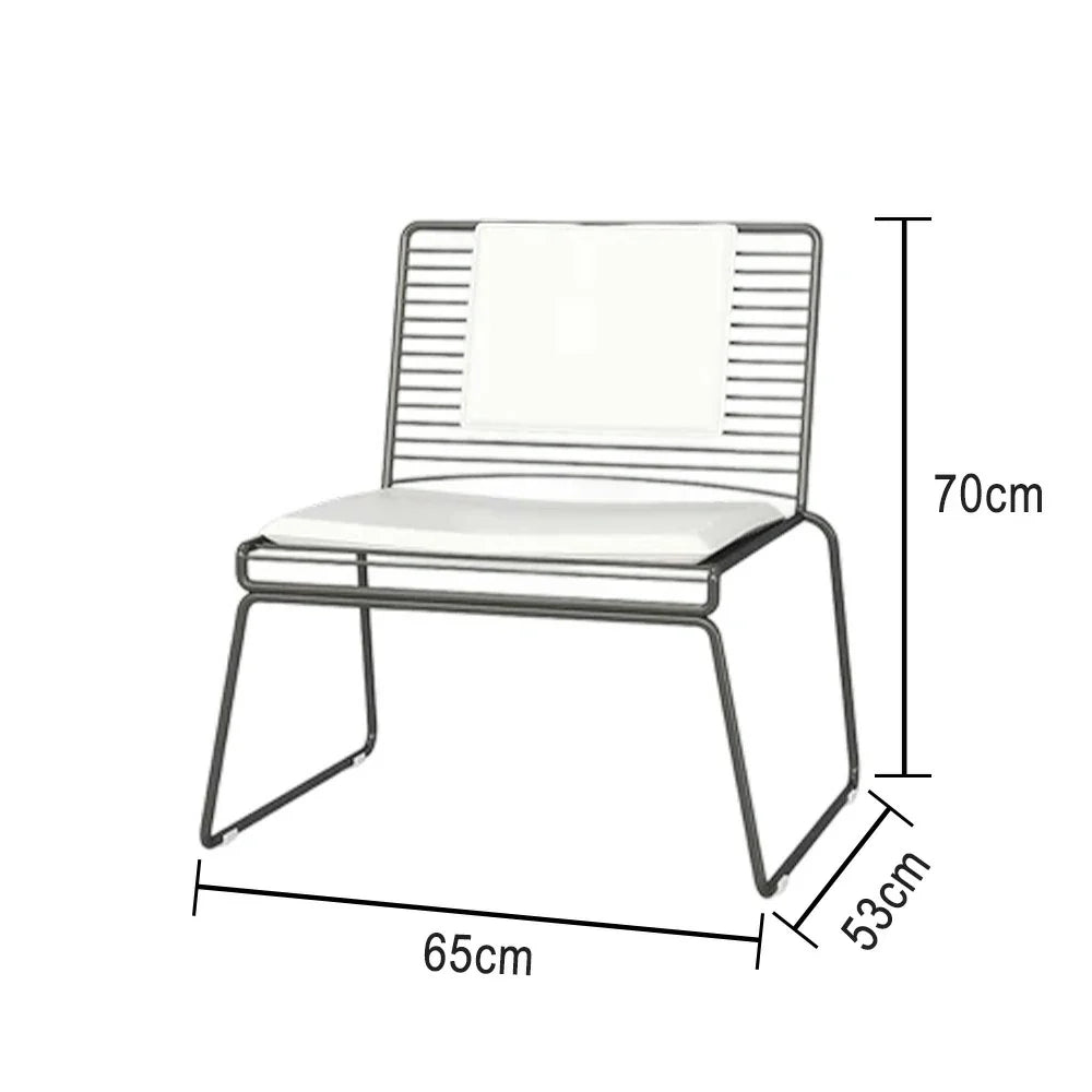 SOLARA Iron Metal Frame - Cushion with - Lounge Chair and Minimalist Back Seat Black