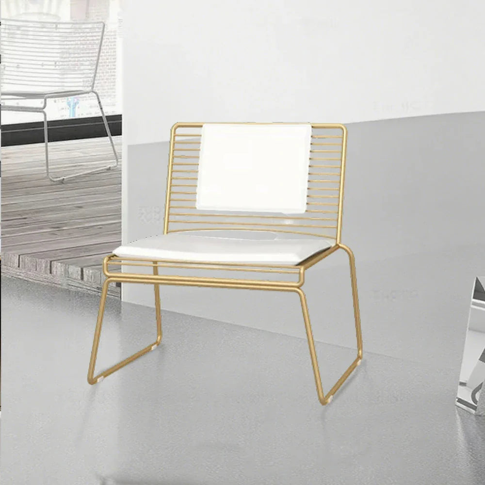 SOLARA Iron Minimalist Frame Metal Seat - Lounge and Back - Cushion with Chair Gold