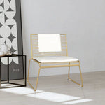 SOLARA Iron Minimalist Frame Metal Seat - Lounge and Back - Cushion with Chair Gold