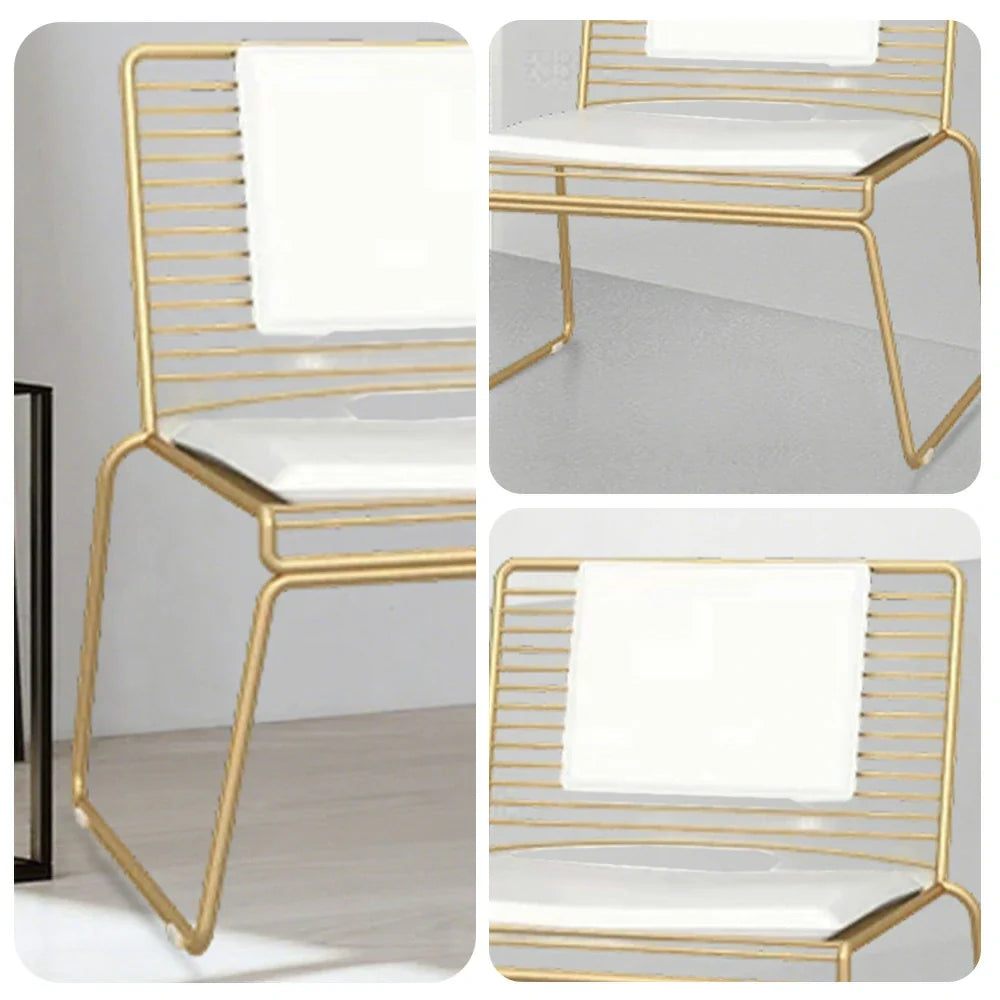 SOLARA Iron Minimalist Frame Metal Seat - Lounge and Back - Cushion with Chair Gold