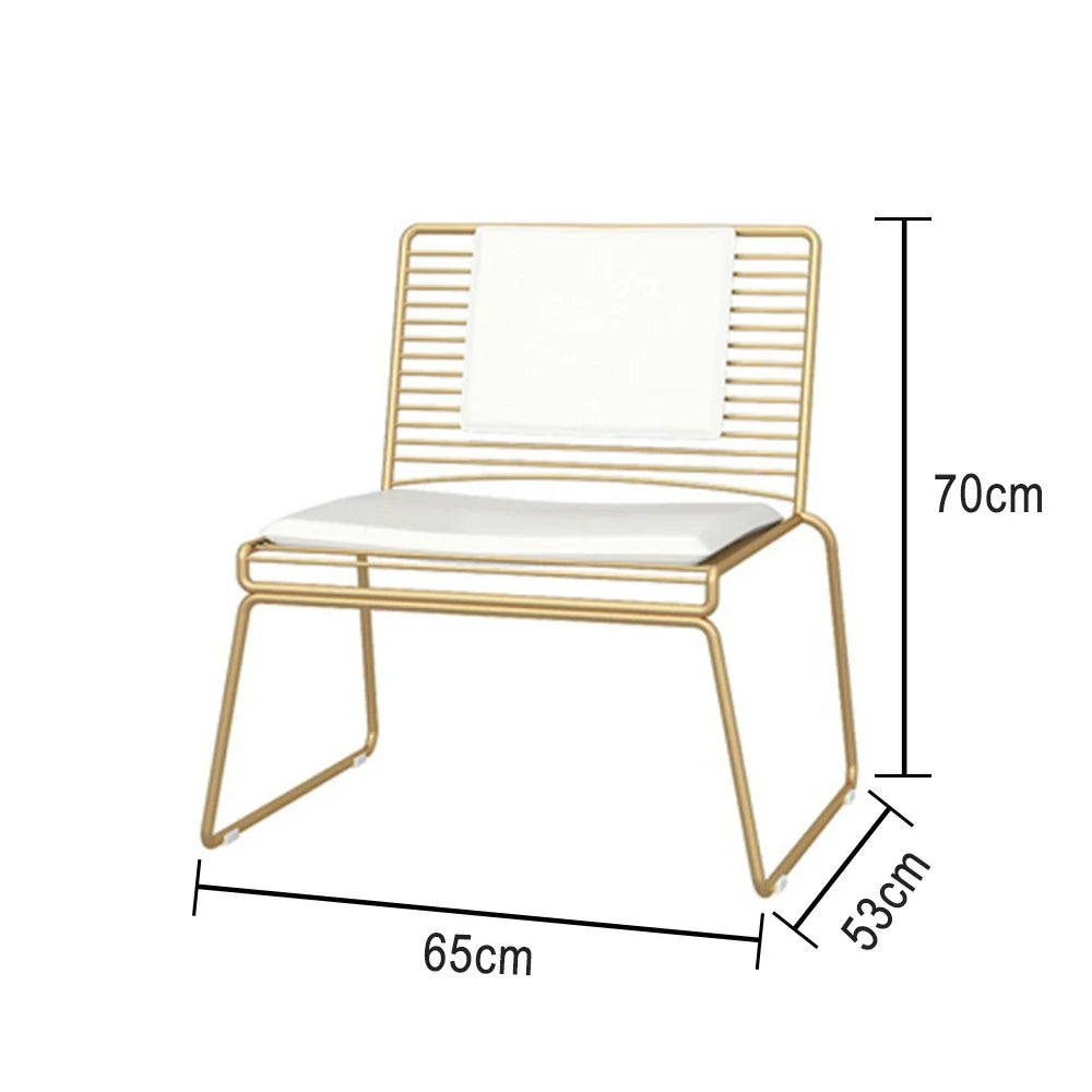 SOLARA Iron Minimalist Frame Metal Seat - Lounge and Back - Cushion with Chair Gold