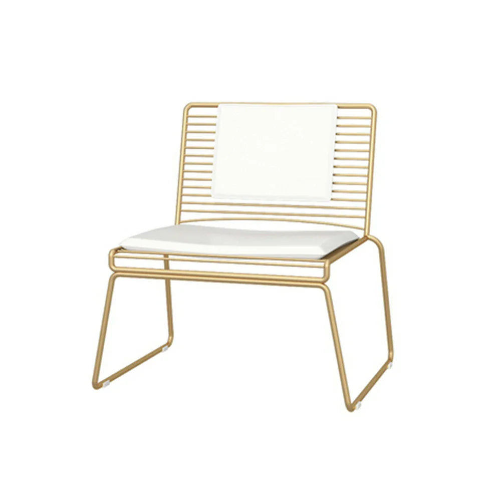 SOLARA Iron Minimalist Frame Metal Seat - Lounge and Back - Cushion with Chair Gold