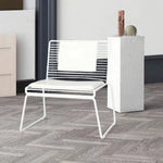 SOLARA Iron Seat Chair with Metal - Frame and - Minimalist Lounge Cushion Back White
