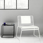 SOLARA Iron Seat Chair with Metal - Frame and - Minimalist Lounge Cushion Back White