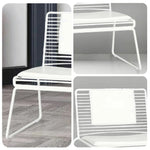 SOLARA Iron Seat Chair with Metal - Frame and - Minimalist Lounge Cushion Back White
