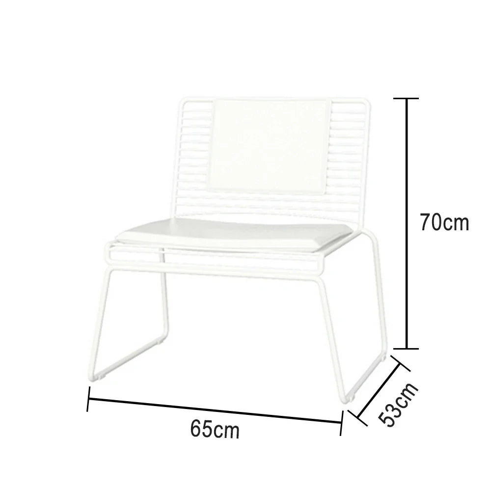 SOLARA Iron Seat Chair with Metal - Frame and - Minimalist Lounge Cushion Back White