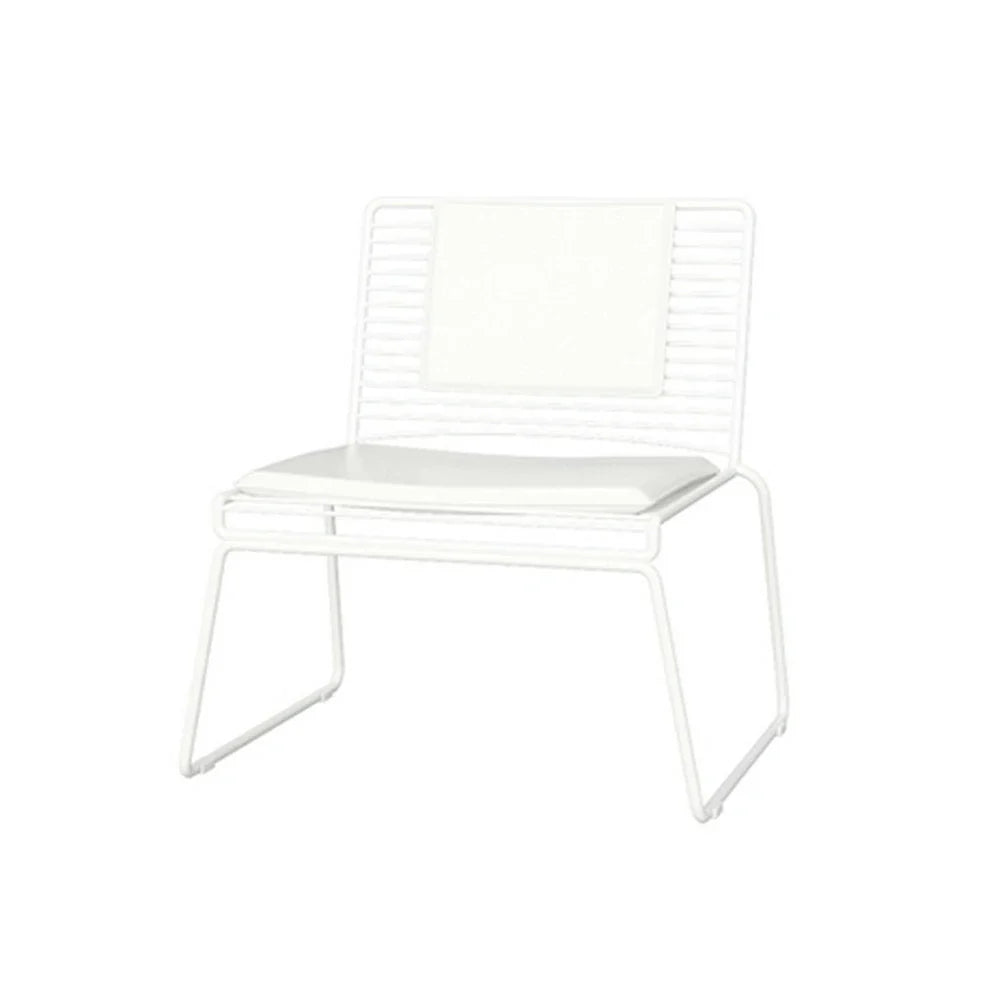 SOLARA Iron Seat Chair with Metal - Frame and - Minimalist Lounge Cushion Back White