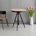 SOLARA Outdoor Patio Adjustable PS Black Frame Table, with Wood Height, or Dining Rust-Resistant Garden Top, for Use
