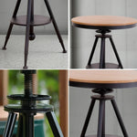 SOLARA Outdoor Patio Adjustable PS Black Frame Table, with Wood Height, or Dining Rust-Resistant Garden Top, for Use