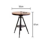 SOLARA Outdoor Patio Adjustable PS Black Frame Table, with Wood Height, or Dining Rust-Resistant Garden Top, for Use