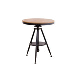 SOLARA Outdoor Patio Adjustable PS Black Frame Table, with Wood Height, or Dining Rust-Resistant Garden Top, for Use