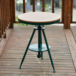 SOLARA Outdoor Dining Adjustable Table PS Top, - Frame Iron with Wood Green Durable Height
