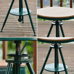 SOLARA Outdoor Dining Adjustable Table PS Top, - Frame Iron with Wood Green Durable Height